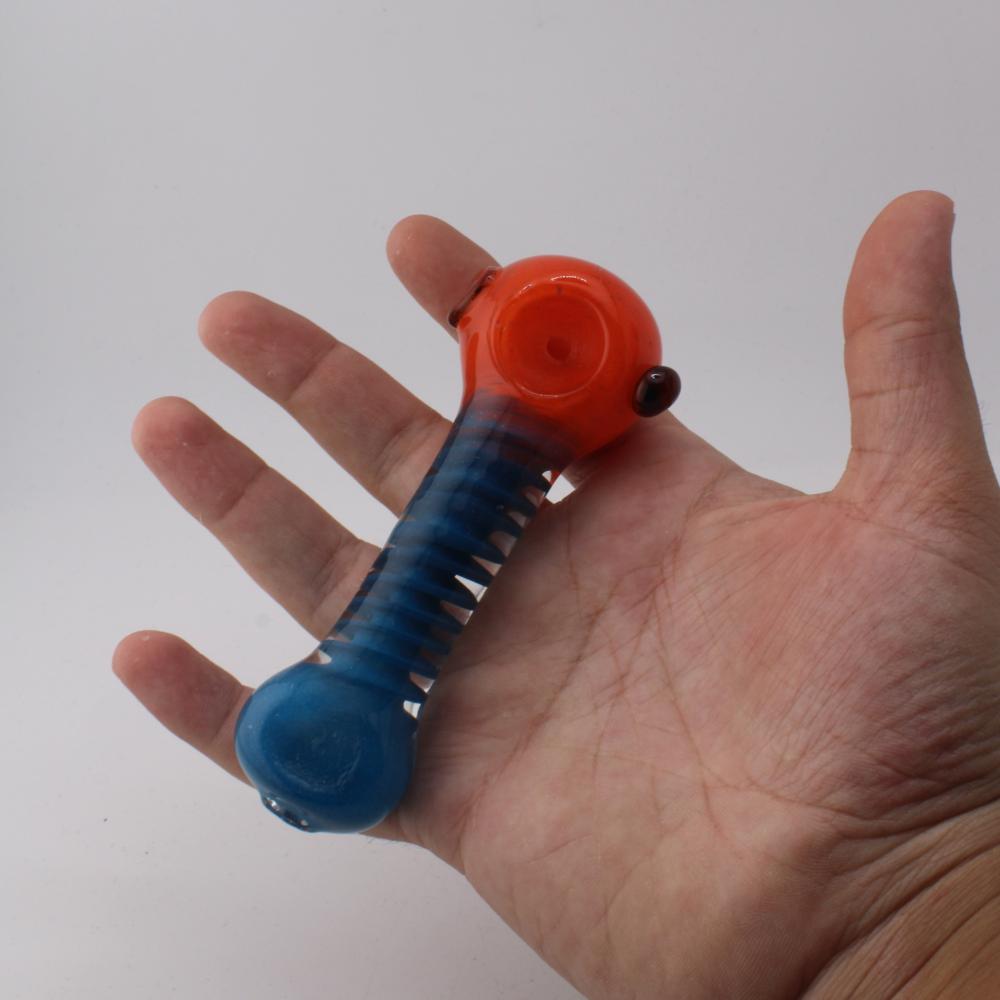 Deep Line Glass Hand Pipe-Orange