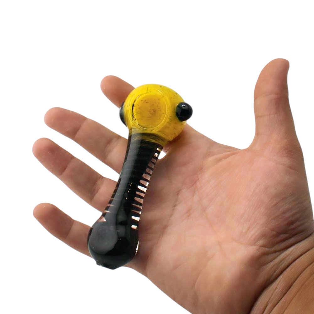 Deep Line Glass Hand Pipe-Yellow