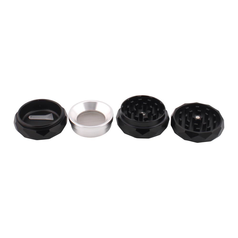 Diamond Design Metal Grinder-4 Piece-Black