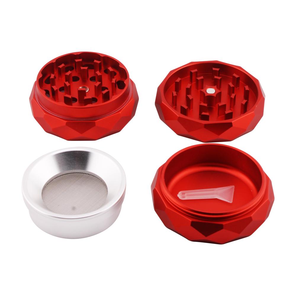Diamond Design Metal Grinder-4 Piece-Red