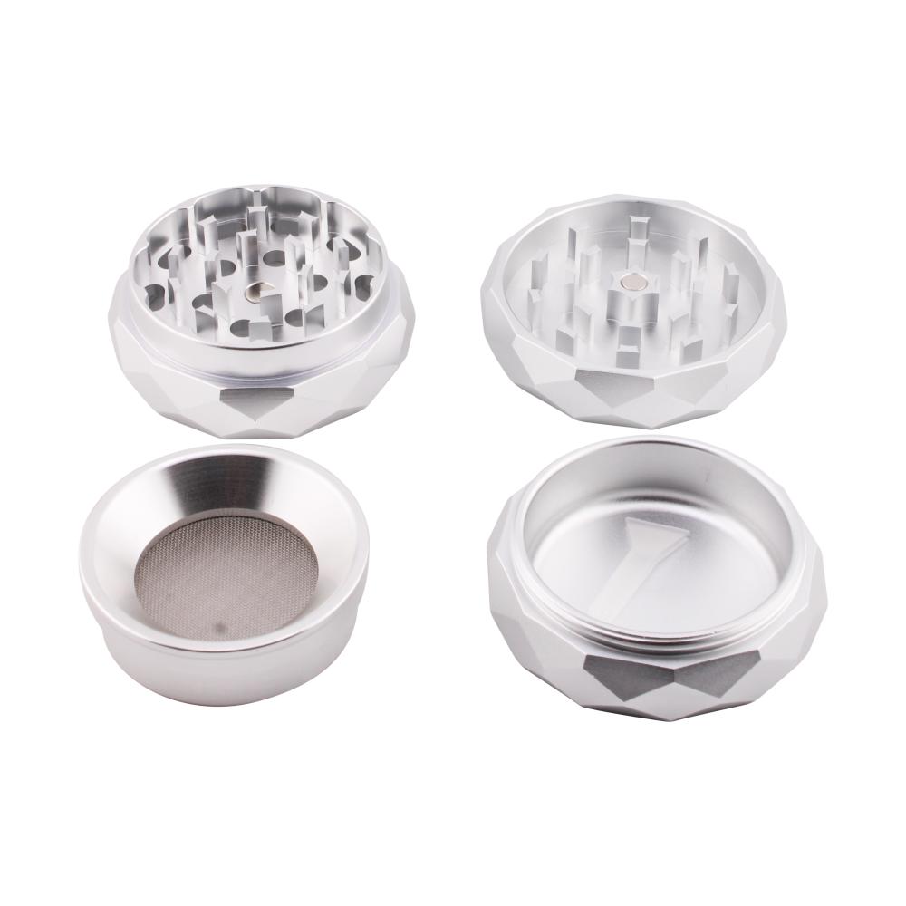 Diamond Design Metal Grinder-4 Piece-Silver