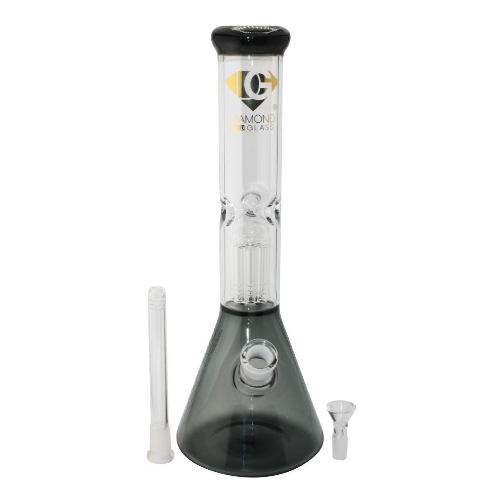 Diamond Glass Tree Perc Water Pipe-Black