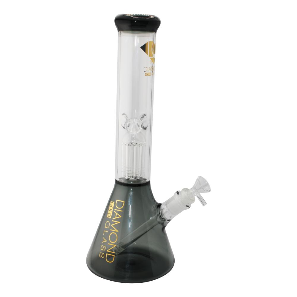 Diamond Glass Tree Perc Water Pipe-Black