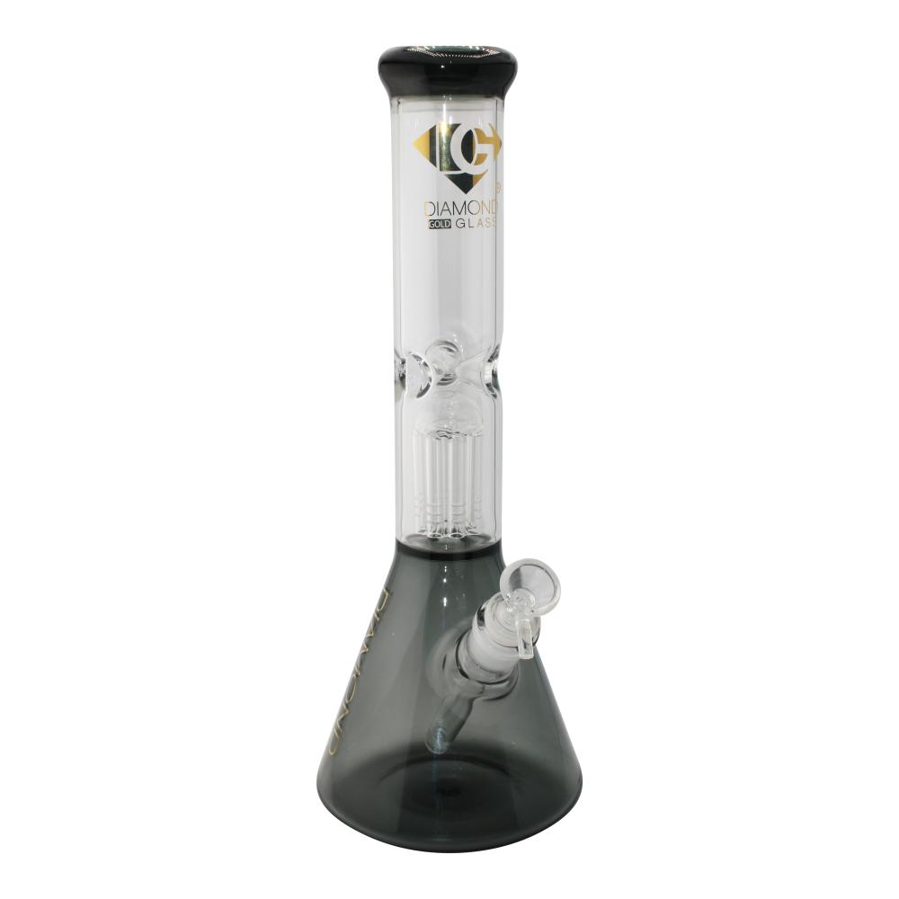 Diamond Glass Tree Perc Water Pipe-Black
