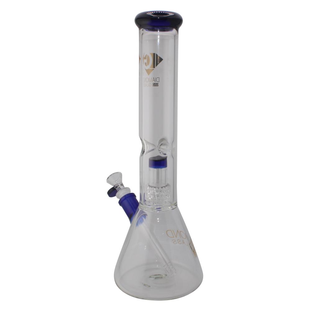 Diamond Glass UFO Perc Beaker Water Pipe-Blue