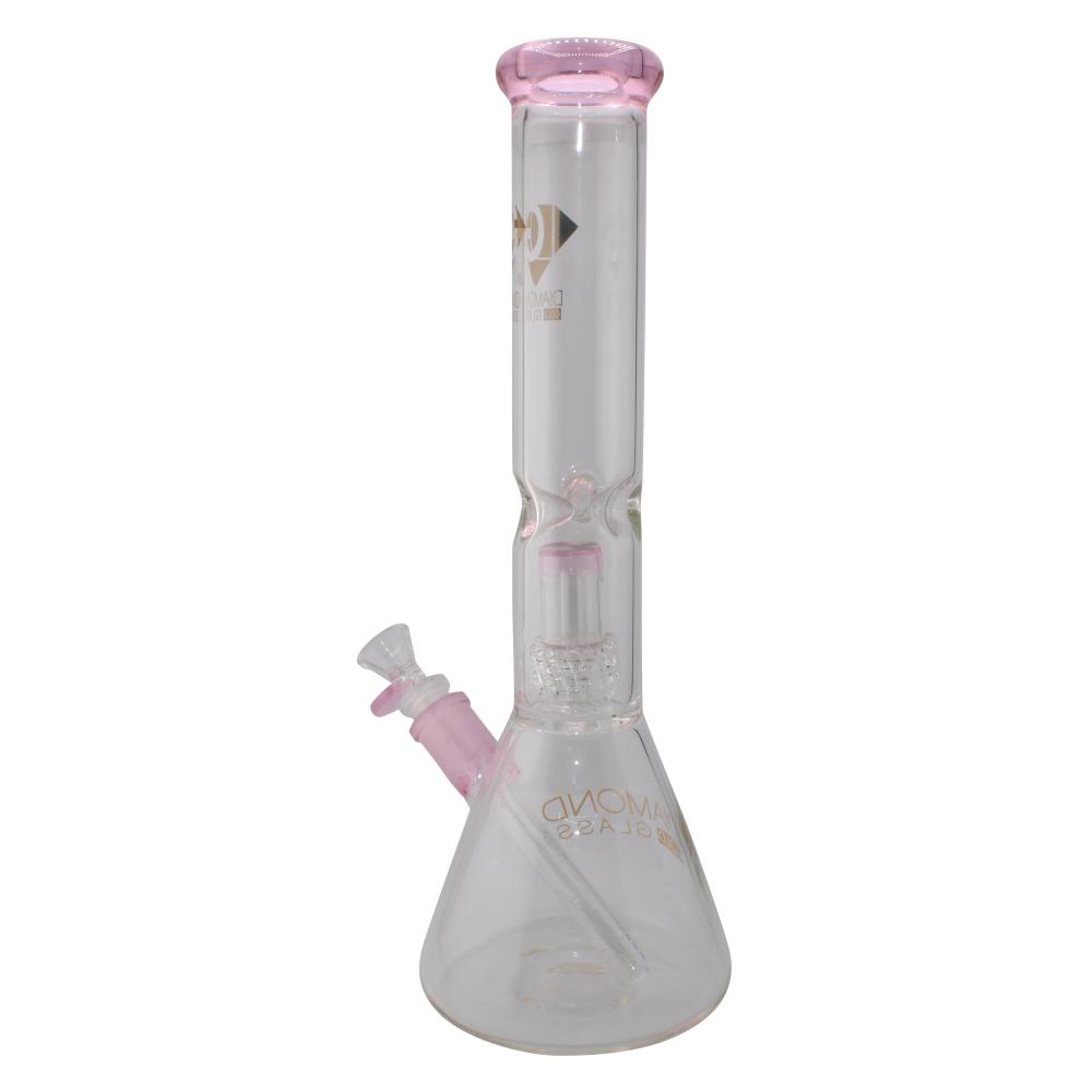 Diamond Glass UFO Perc Beaker Water Pipe-Pink