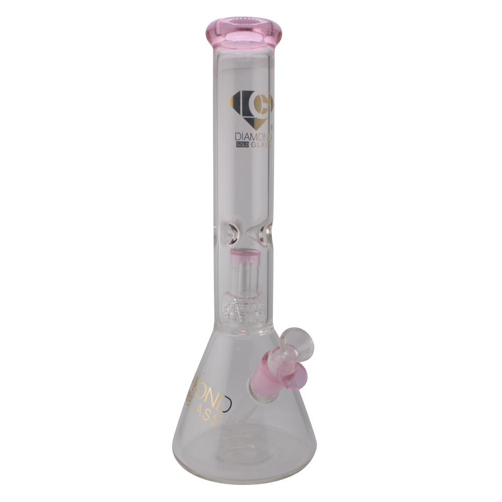 Diamond Glass UFO Perc Beaker Water Pipe-Pink