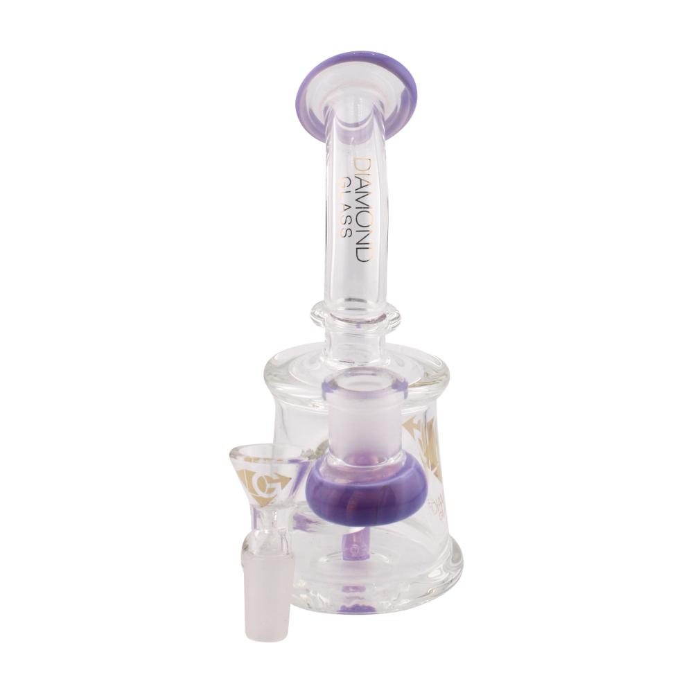 Diamond Gold Glass Bent Neck Beaker Water Pipe-Purple