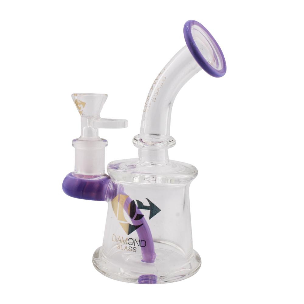Diamond Gold Glass Bent Neck Beaker Water Pipe-Purple