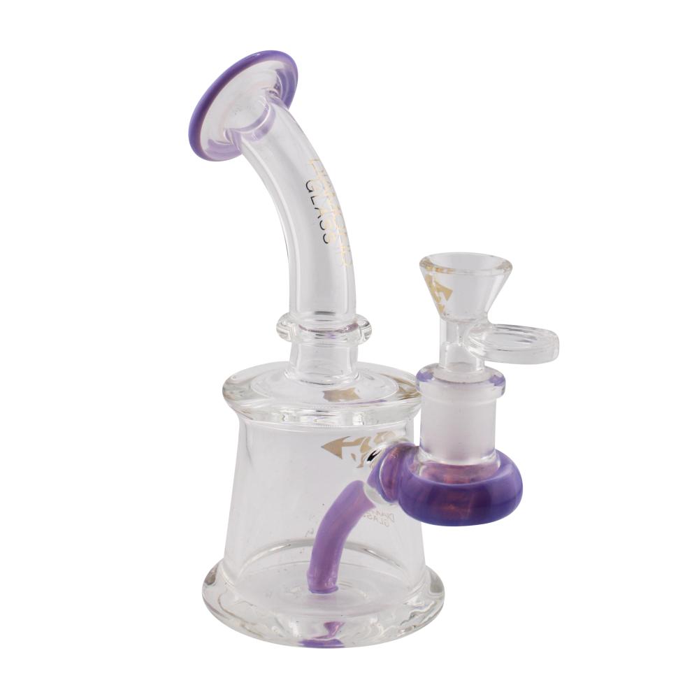 Diamond Gold Glass Bent Neck Beaker Water Pipe-Purple