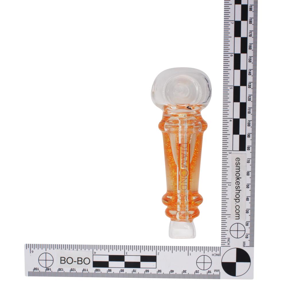 Dimond Freeze Glass Hand Pipe-Orange