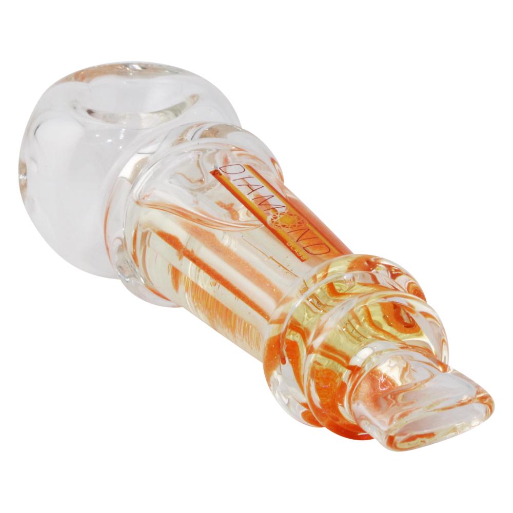 Dimond Freeze Glass Hand Pipe-Orange