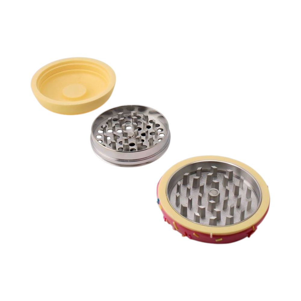 Donuts Shape Plastic Grinder-3 Piece-Pink