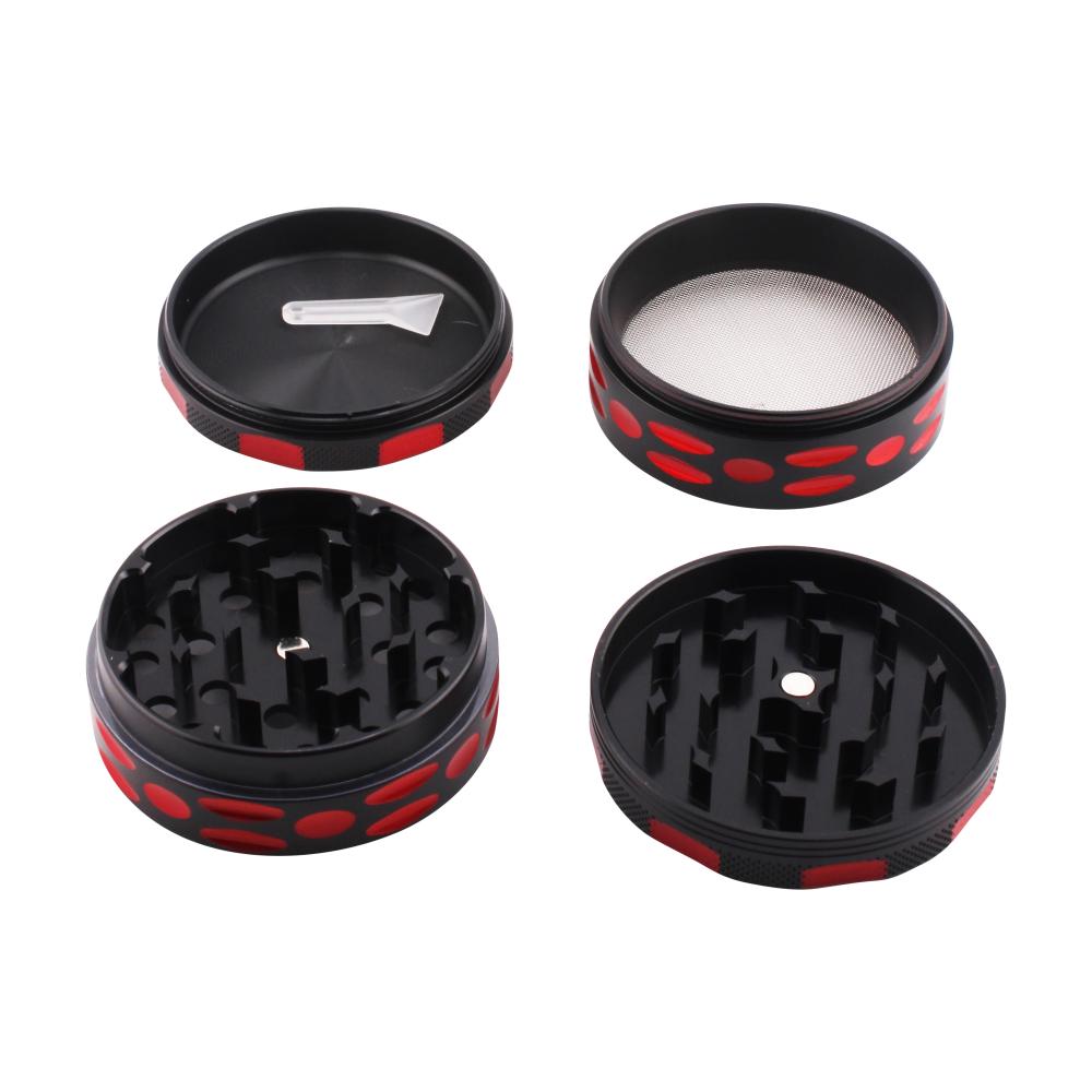Dots Design Metal Grinder-4 Piece-Red