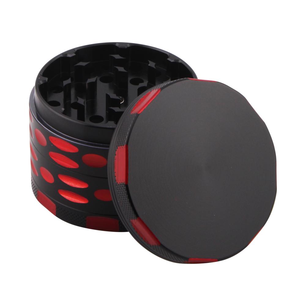 Dots Design Metal Grinder-4 Piece-Red