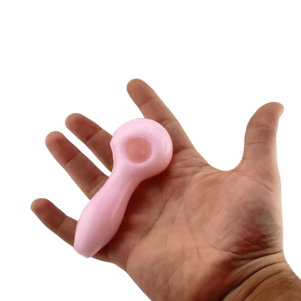 Dots Top Glass Hand Pipe-Light Pink
