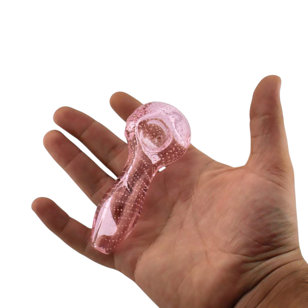 Dots Top Glass Hand Pipe-Pink