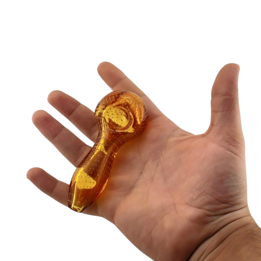 Dots Top Glass Hand Pipe-Yellow
