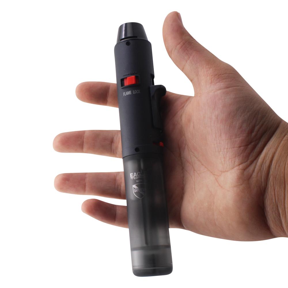 Eagle Pen Clear Single Flame Torch Lighter-Black