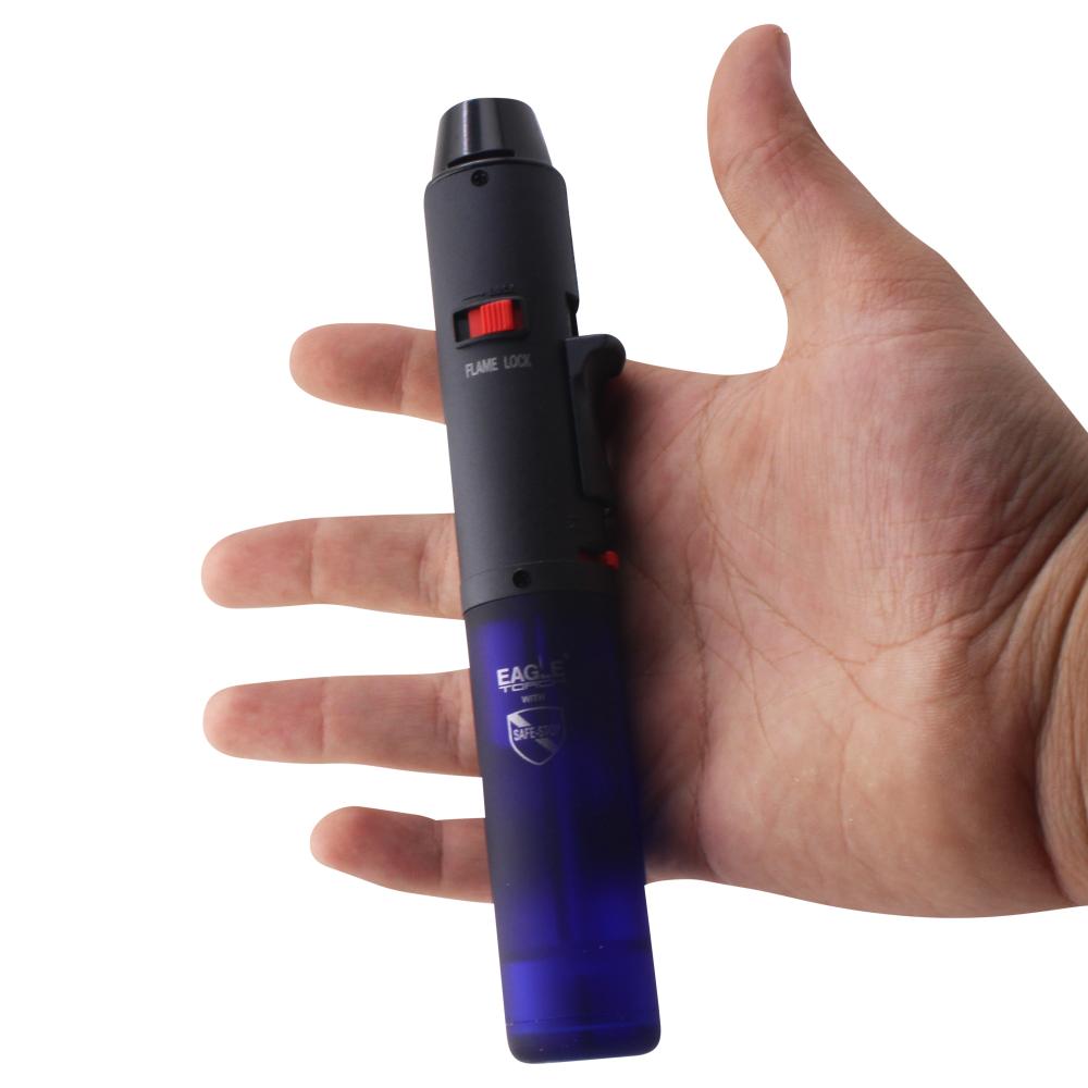 Eagle Pen Clear Single Flame Torch Lighter-Blue