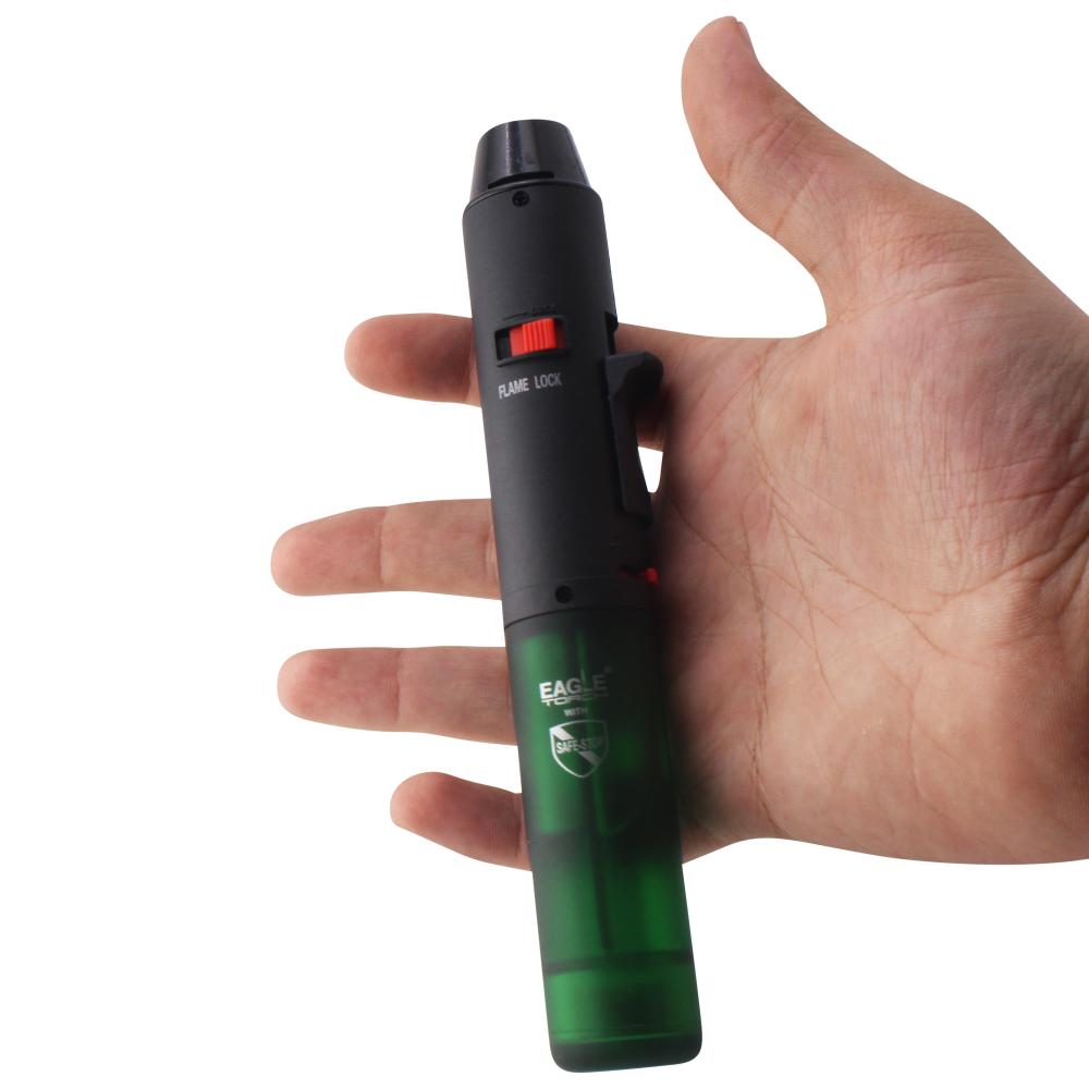 Eagle Pen Clear Single Flame Torch Lighter-Green