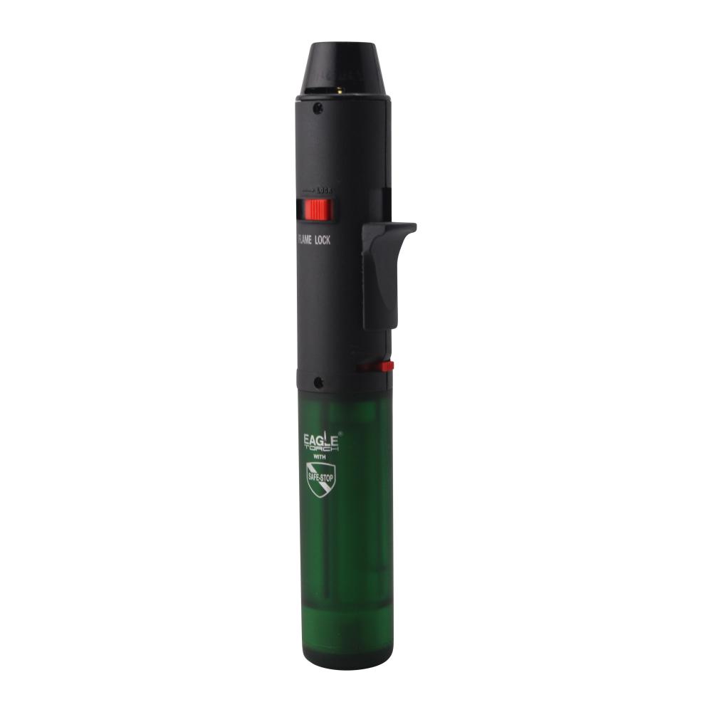 Eagle Pen Clear Single Flame Torch Lighter-Green