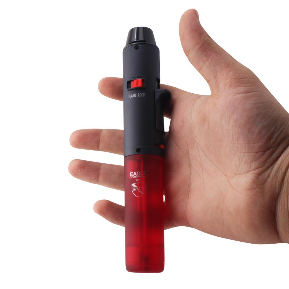 Eagle Pen Clear Single Flame Torch Lighter-Red