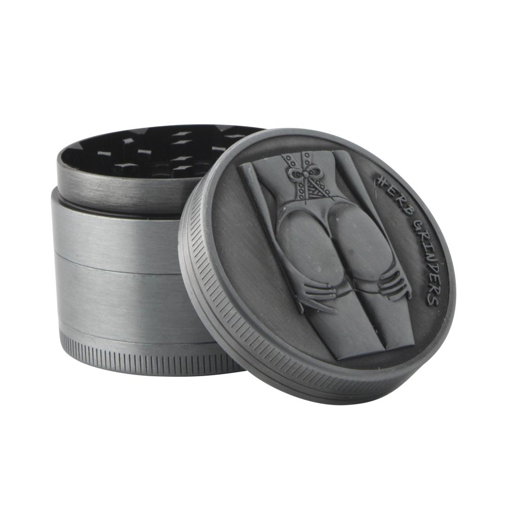 Elegant Figure Embossed Metal Grinder-4 Piece-Silver