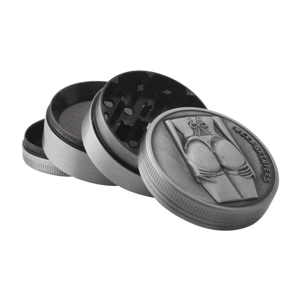 Elegant Figure Embossed Metal Grinder-4 Piece-Silver