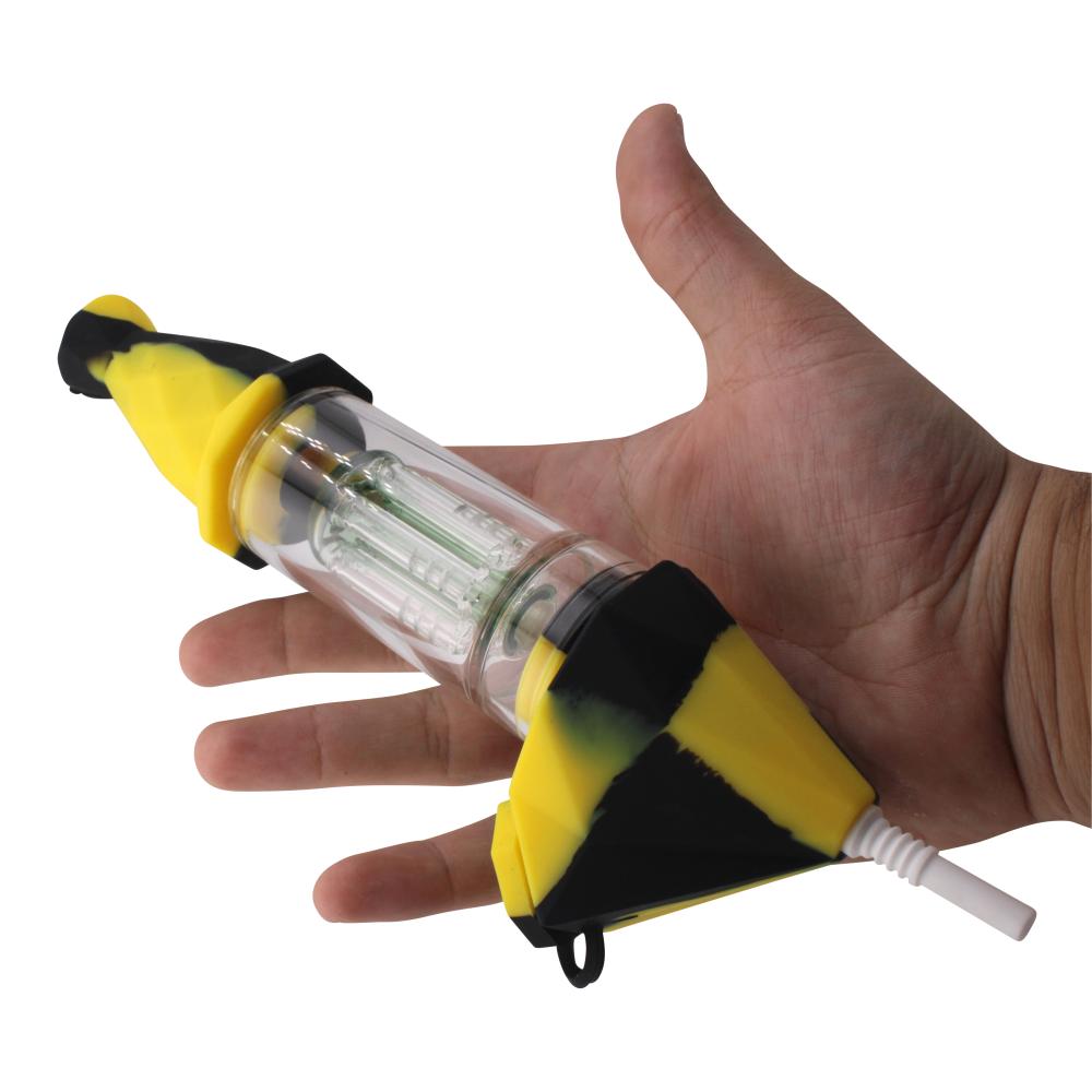 Elite Print With Perc Silicone Nectar Collector Set-Black and Yellow