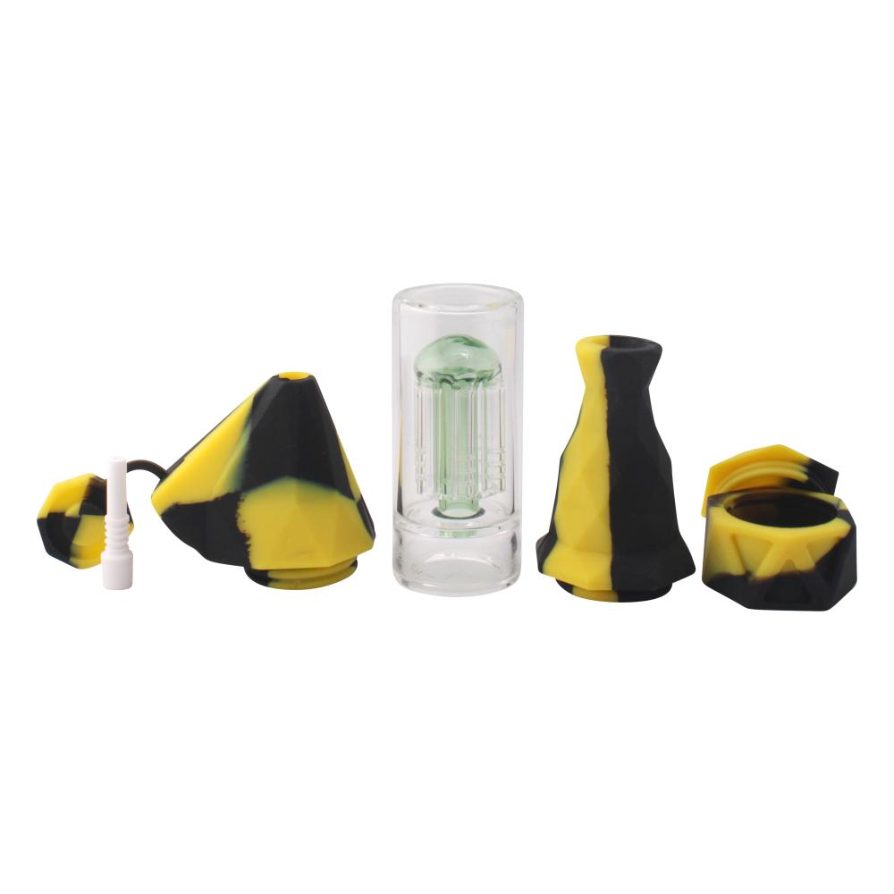 Elite Print With Perc Silicone Nectar Collector Set-Black and Yellow