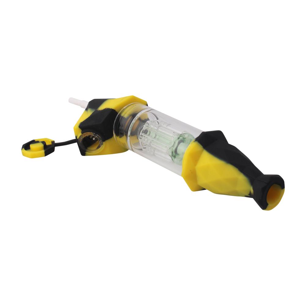 Elite Print With Perc Silicone Nectar Collector Set-Black and Yellow