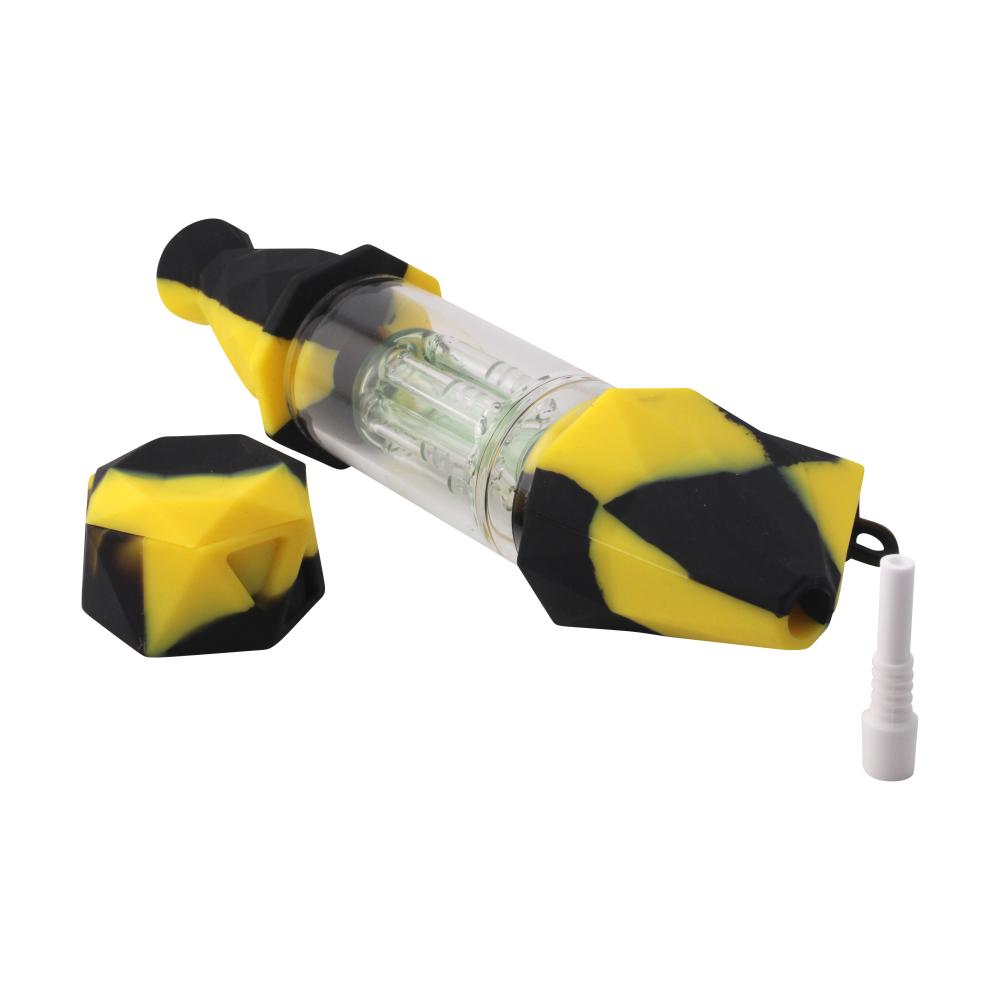 Elite Print With Perc Silicone Nectar Collector Set-Black and Yellow