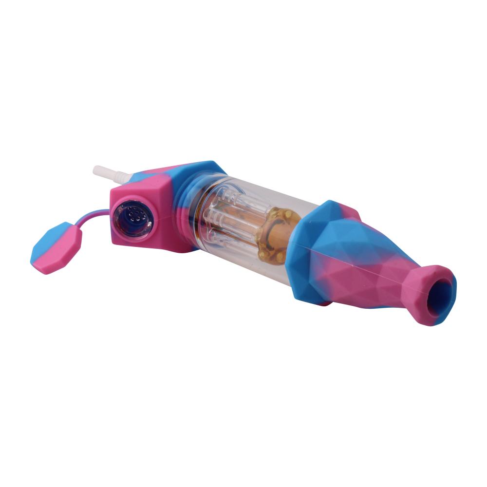 Elite Print With Perc Silicone Nectar Collector Set-Blue and Pink
