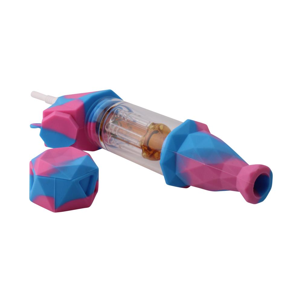Elite Print With Perc Silicone Nectar Collector Set-Blue and Pink
