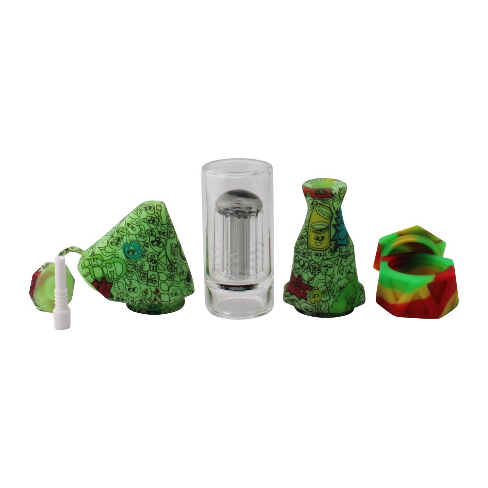Elite Print With Perc Silicone Nectar Collector Set-Green