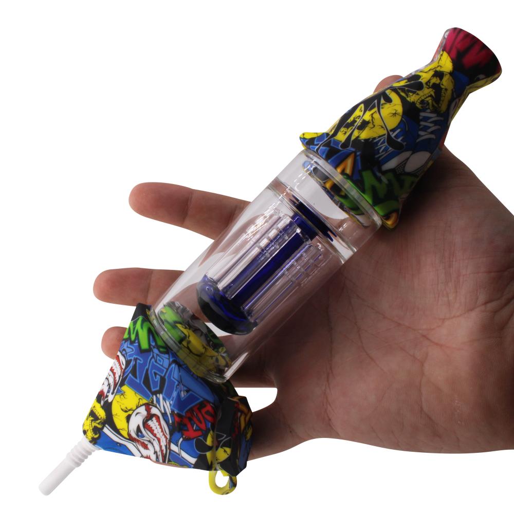 Elite Print With Perc Silicone Nectar Collector Set-Mix Blue