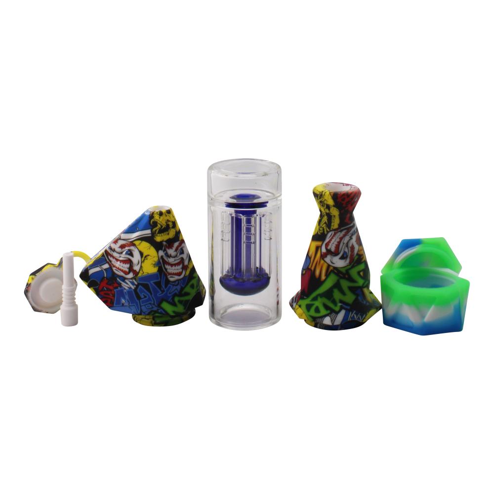 Elite Print With Perc Silicone Nectar Collector Set-Mix Blue