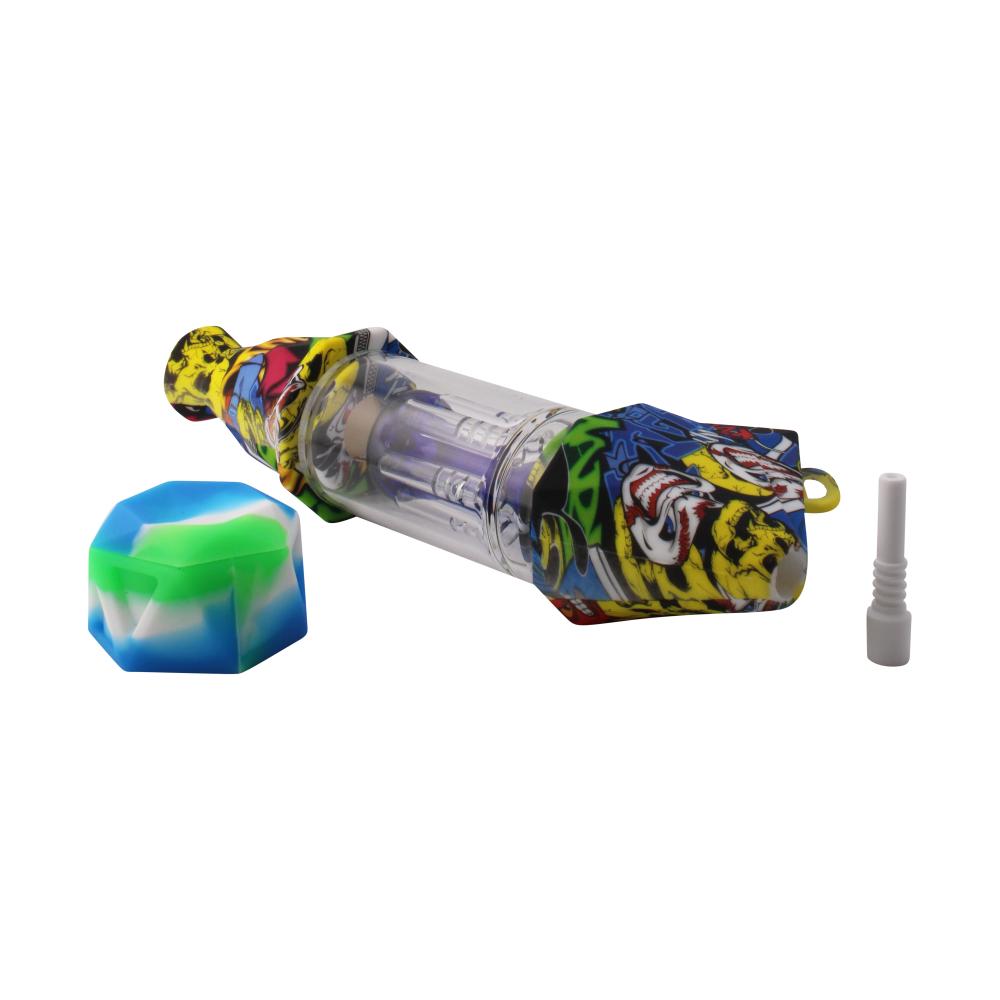 Elite Print With Perc Silicone Nectar Collector Set-Mix Blue