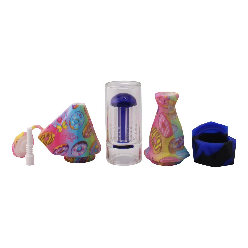Elite Print With Perc Silicone Nectar Collector Set-Mix Pink