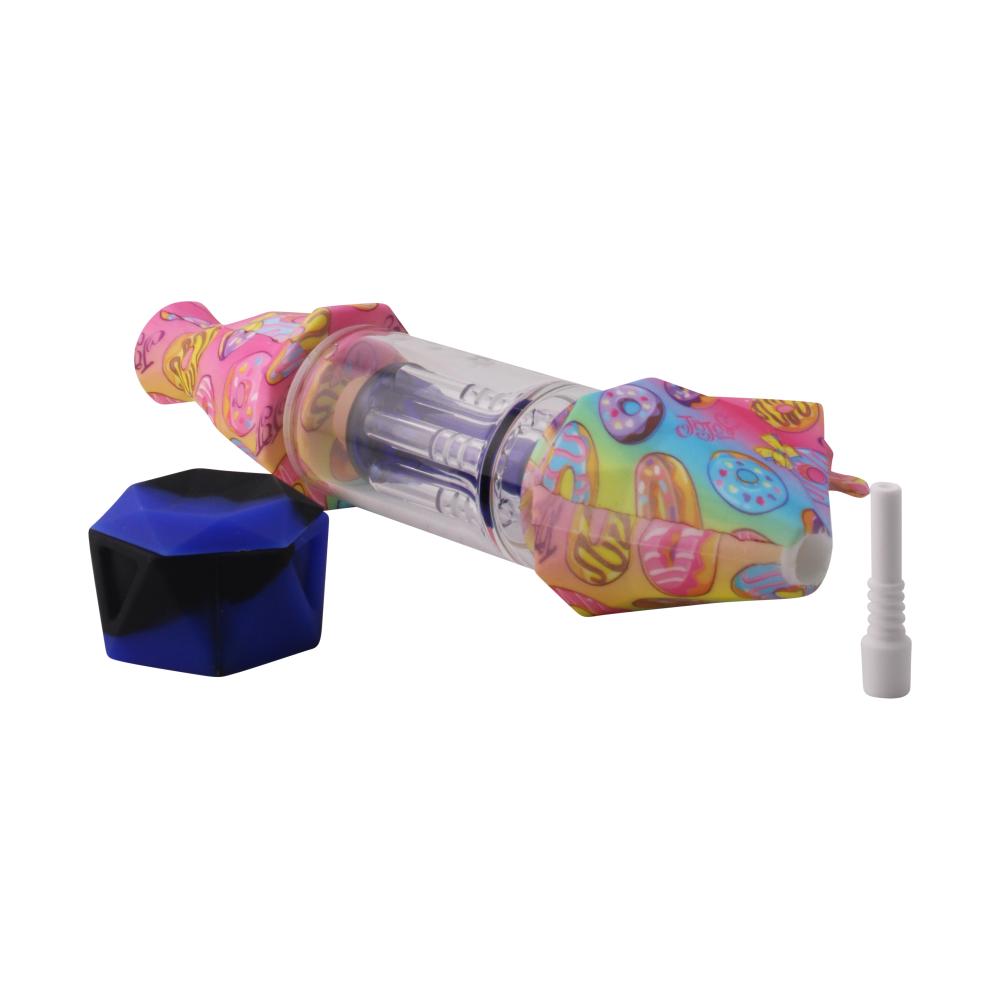 Elite Print With Perc Silicone Nectar Collector Set-Mix Pink