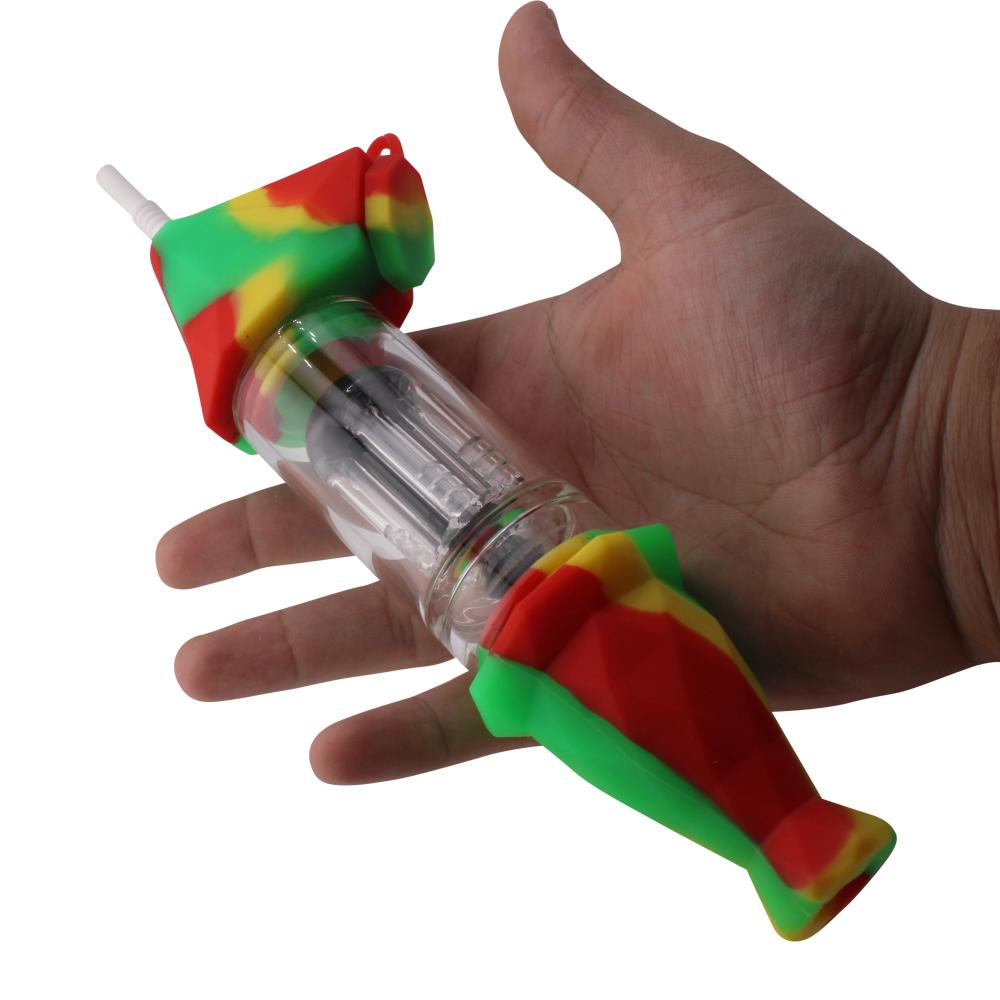 Elite Print With Perc Silicone Nectar Collector Set-Red and Green
