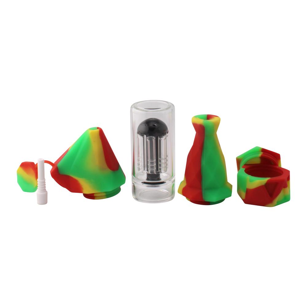 Elite Print With Perc Silicone Nectar Collector Set-Red and Green