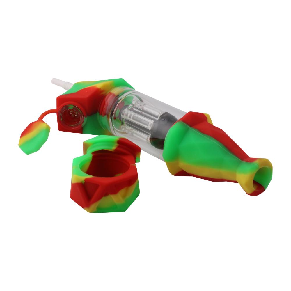 Elite Print With Perc Silicone Nectar Collector Set-Red and Green