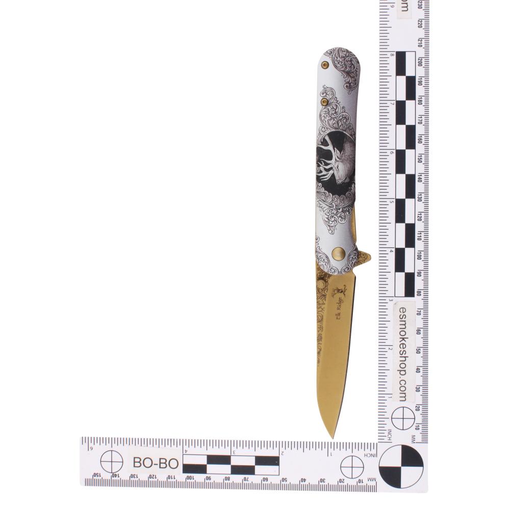 Elk Ridge Deer Design Folding Metal Pocket Knife-White
