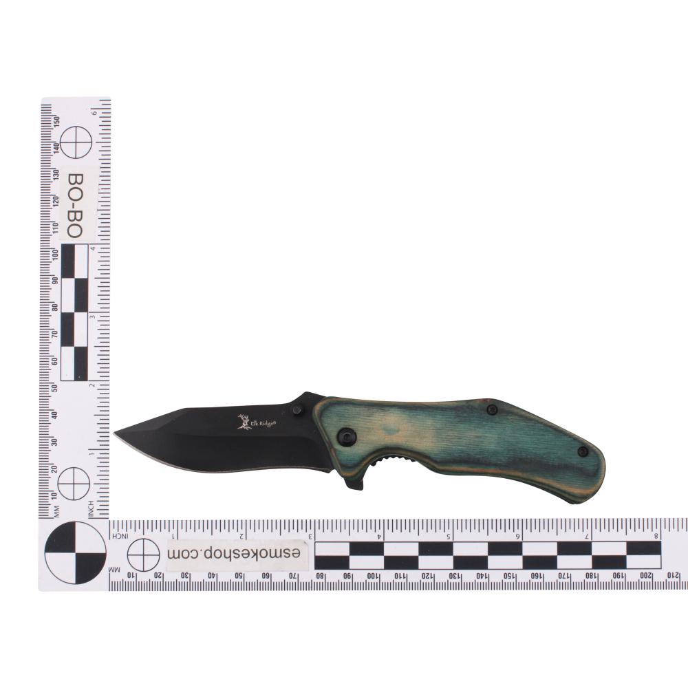 Elk Ridge N20 Folding Wooden Handle Pocket Knife-Green