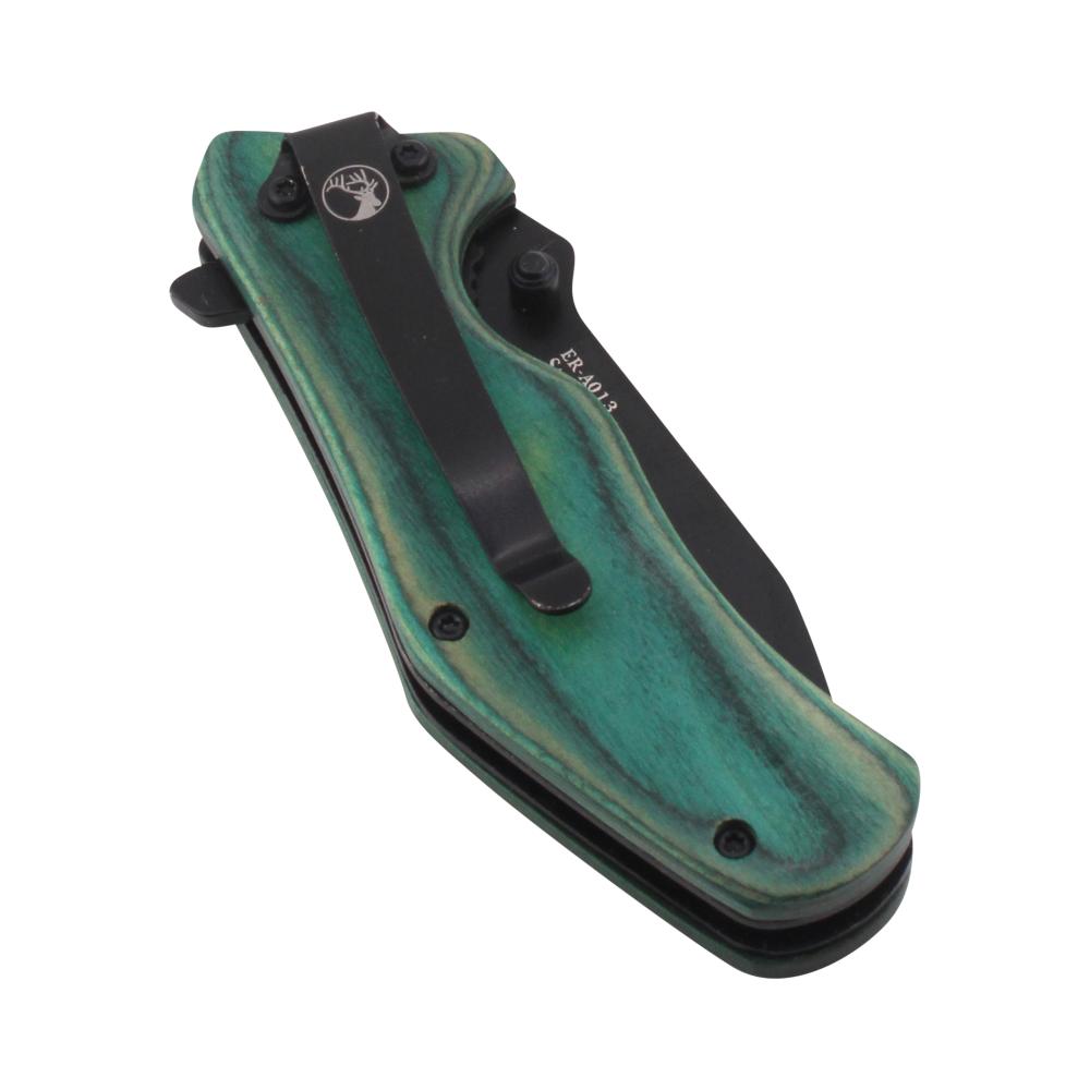 Elk Ridge N20 Folding Wooden Handle Pocket Knife-Green
