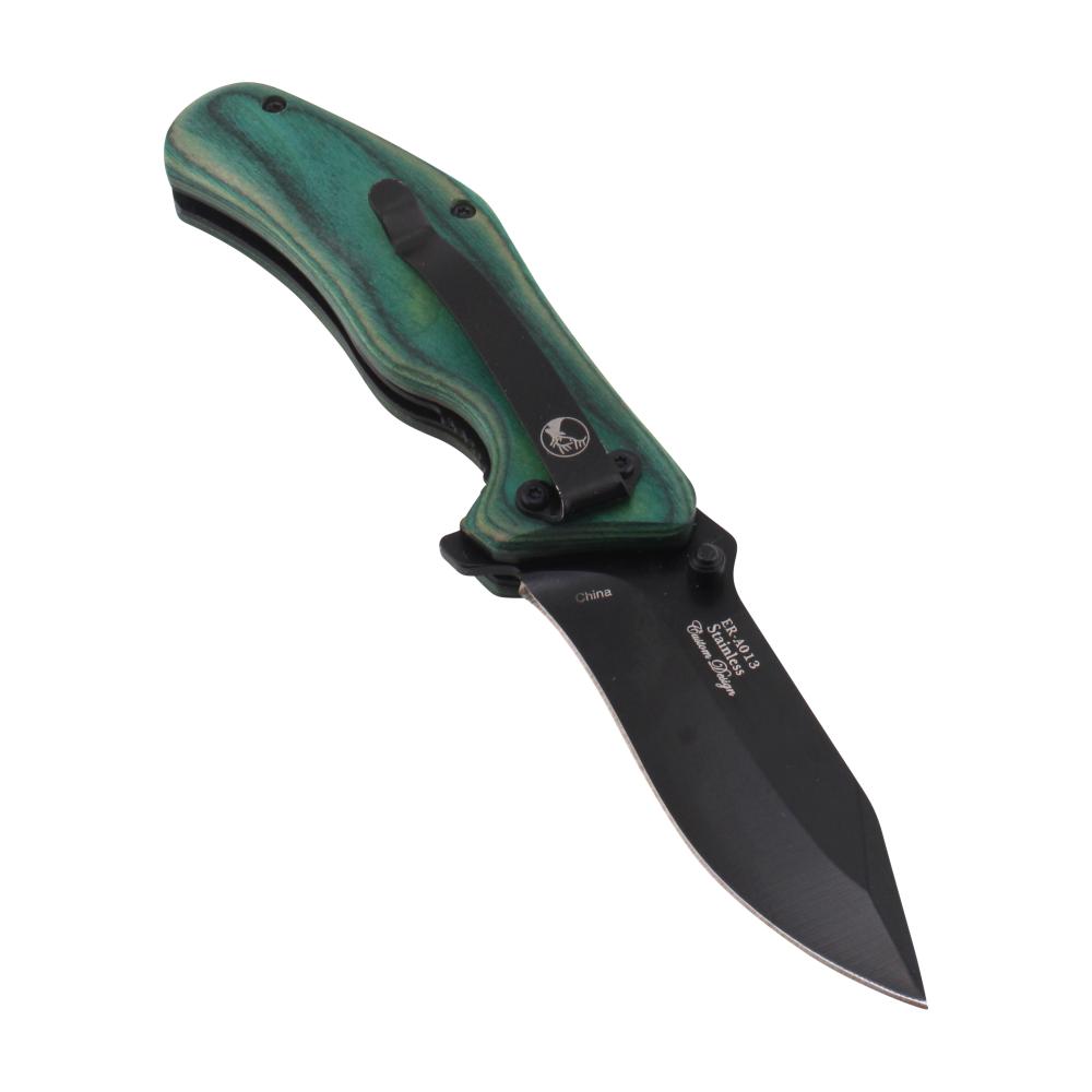 Elk Ridge N20 Folding Wooden Handle Pocket Knife-Green