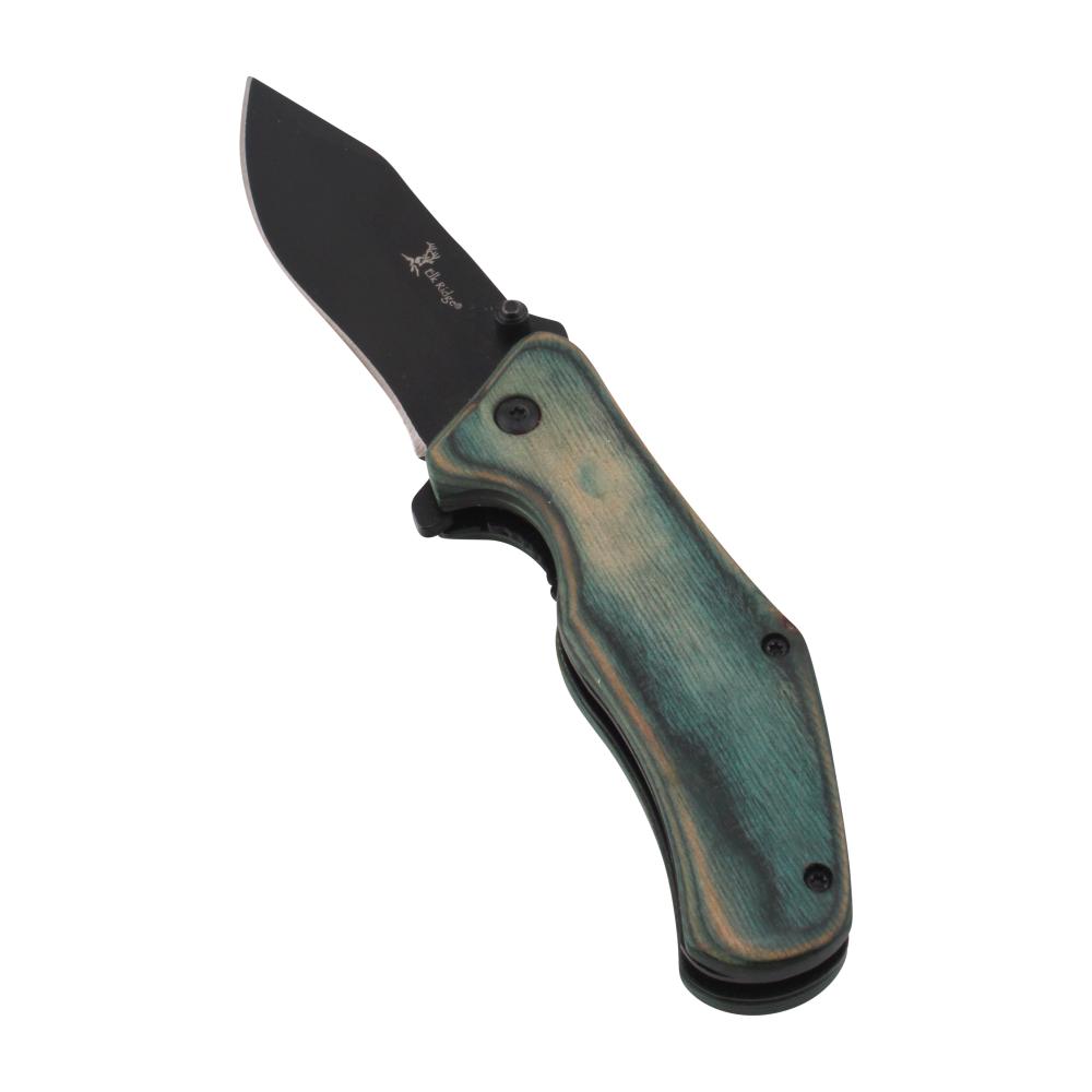 Elk Ridge N20 Folding Wooden Handle Pocket Knife-Green