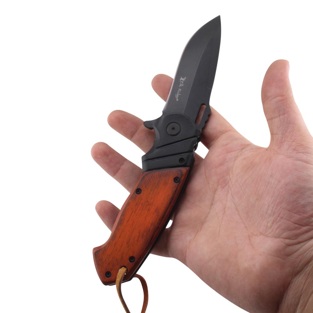 Elk Ridge N22 Folding Wooden Handle Pocket Knife-Black